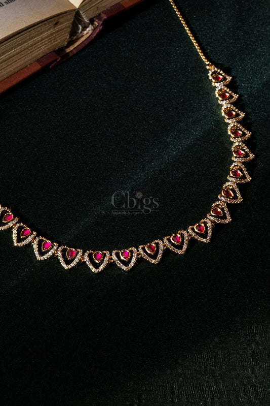 Ruby Heartline Diamond Crush Necklace Set