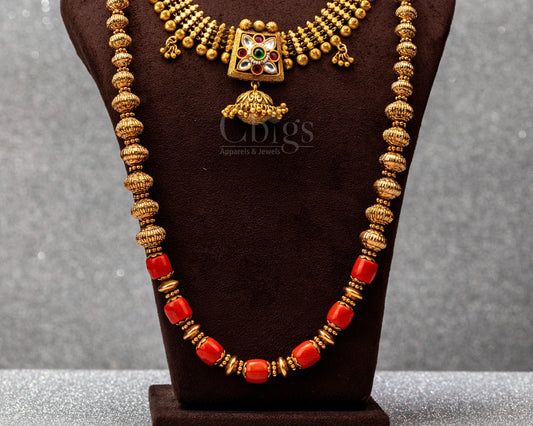 Navarathna Square Pendant Layered Antique Set (Combo)