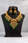Emerald Peacock Arch Antique Necklace Set - ATN - 402