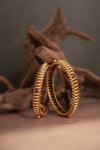 Antique brass bangle wave beaded