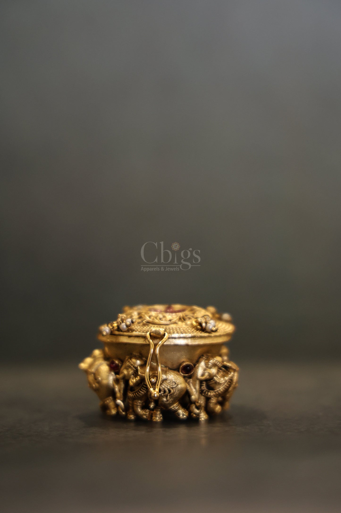 Antique brass kungumachimizh elephant base