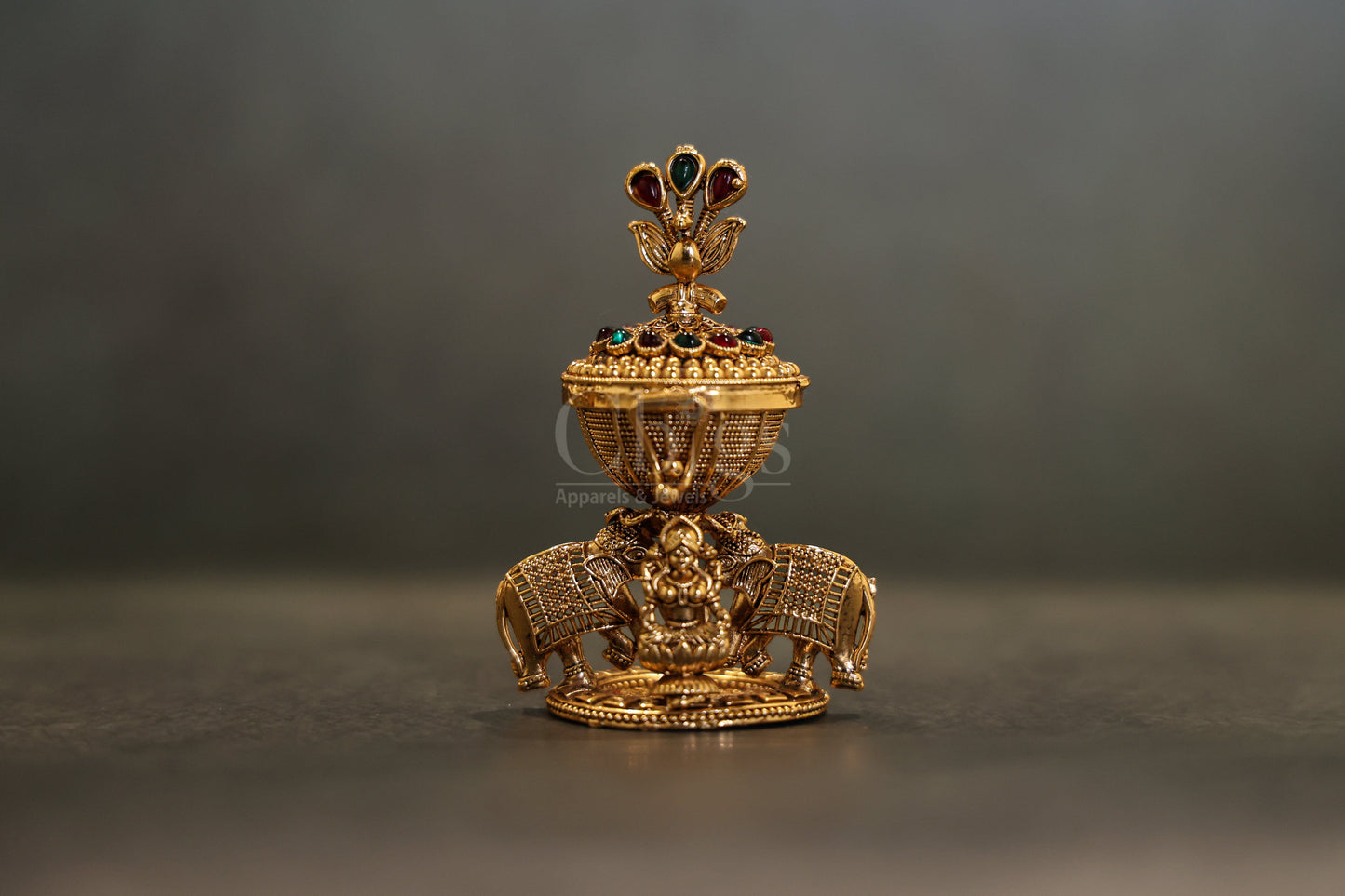 Antique brass kungumachimizh elephant supports