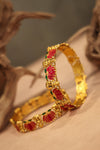 Antique lotus bangle enamel