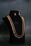 Pink Pavalamalli Green Stone Floral Kemp Haram