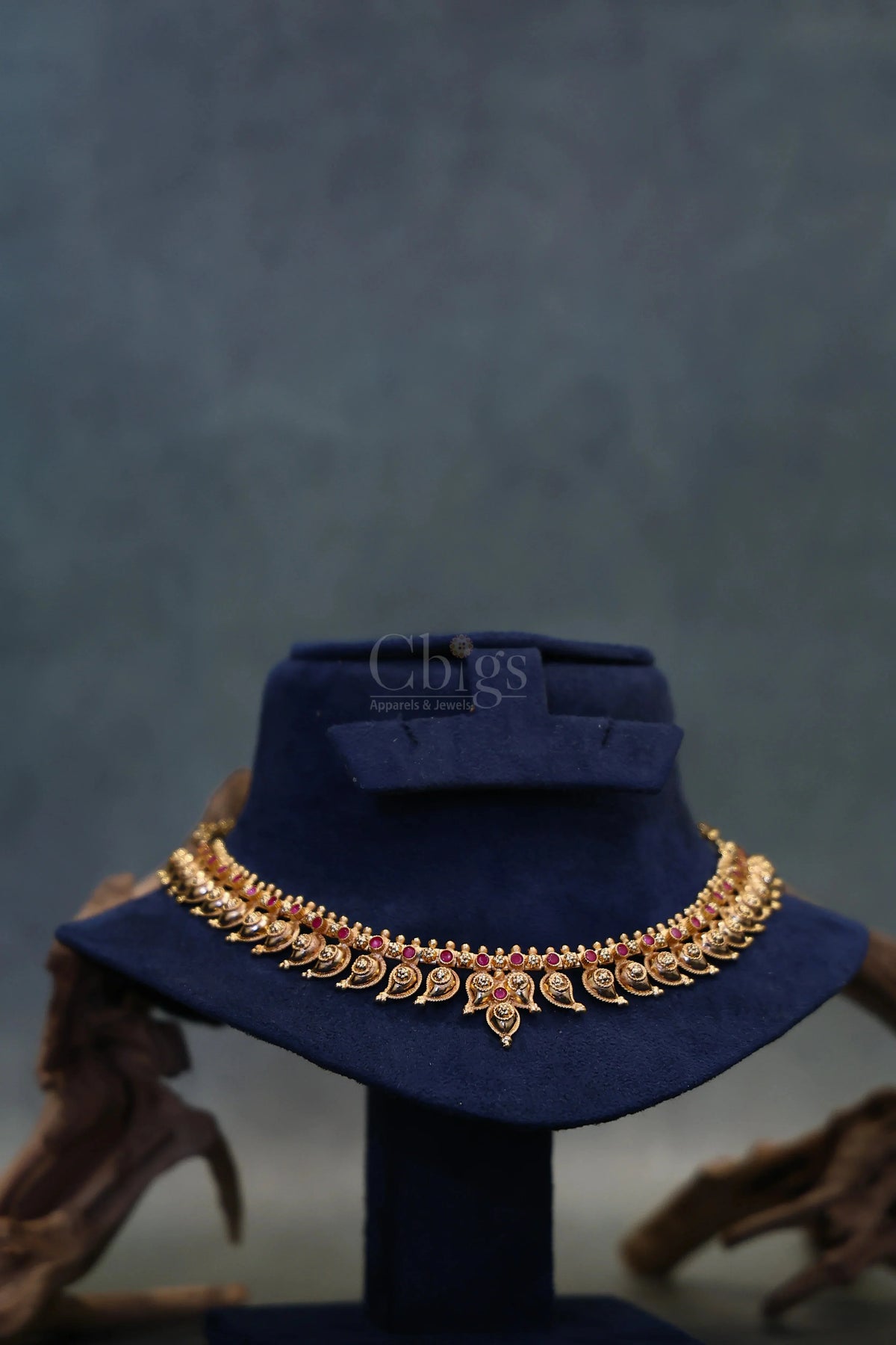 Ruby Mango Centre Drop Kemp Necklace