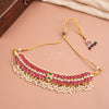 Peacock Jadau Choker with Real Pearls & Pink-Green Detailing