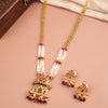 Antique Jadau Pendant Necklace Set with Temple Motif
