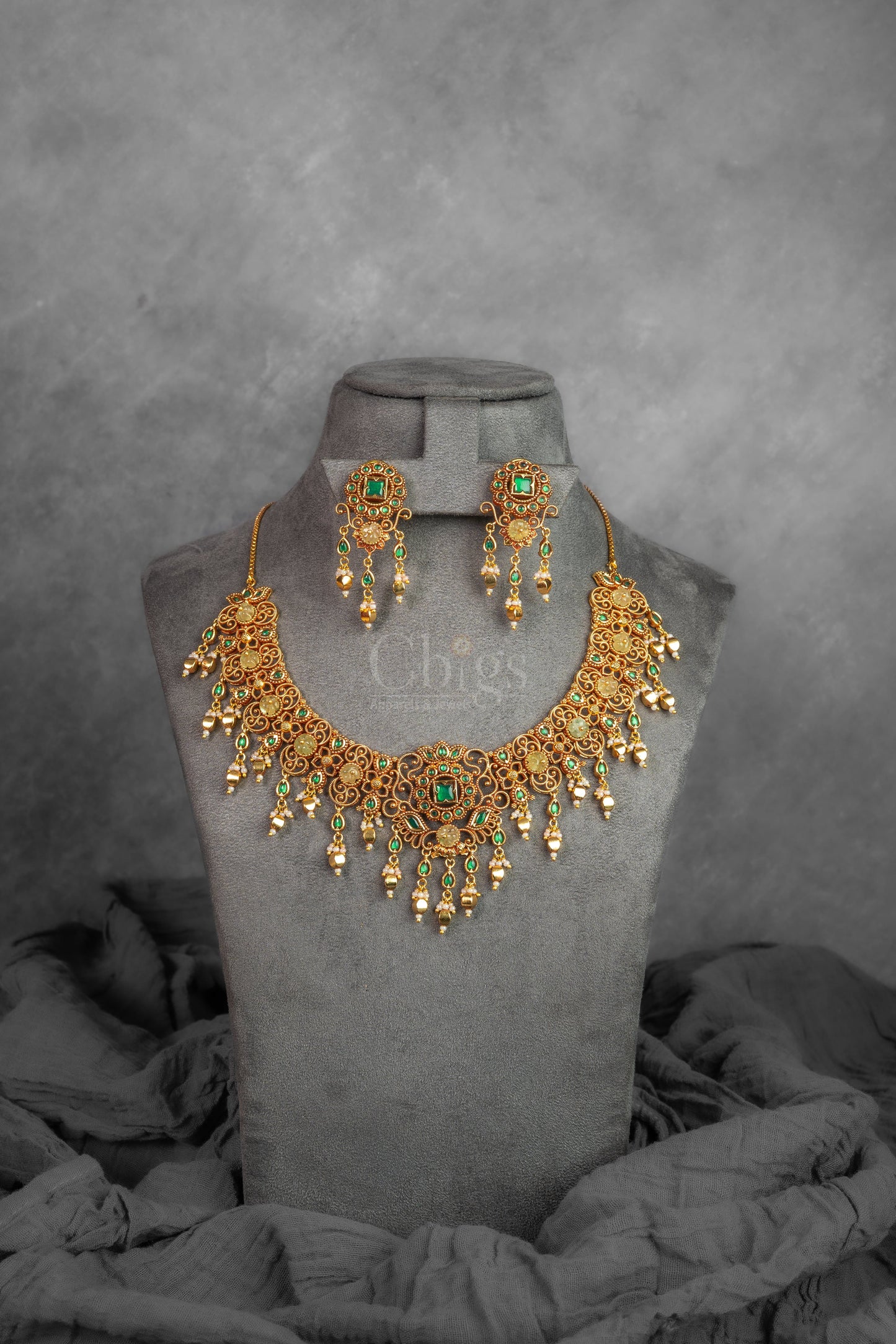 DC Kundan Tassel Drop Necklace Set (VS-182)
