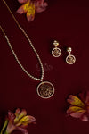 Circular Filigree Halo Diamond Crush Pendant Set (A-346)