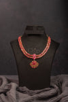 Ruby Double Layer Kemp Attigai Necklace