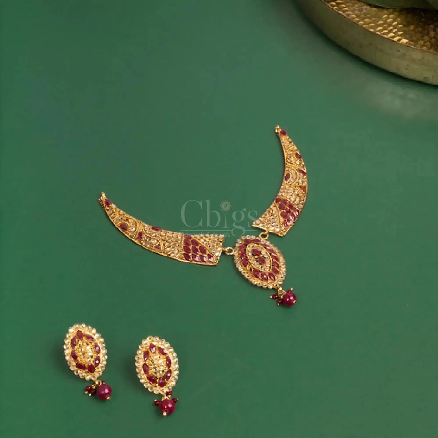 Antique Ruby Crescent Choker Set