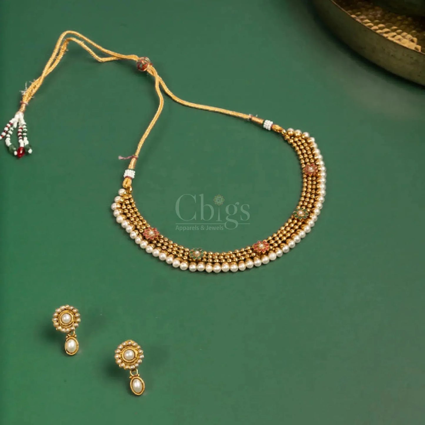 Antique Beaded Pearl Choker Set