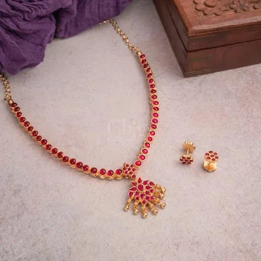 Emerald Kemp Stone Long Double side Attigai with stud
