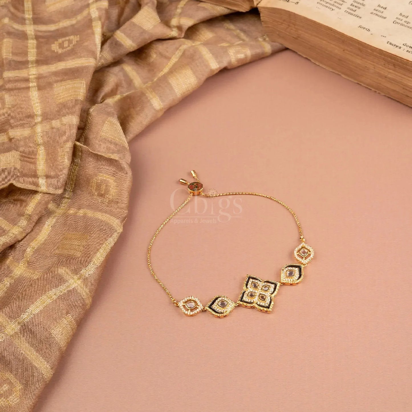 Black & Gold Vintage Tile Bracelet