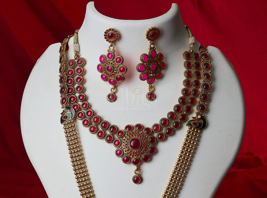 Antique Ruby Peacock Bridal Layered Set