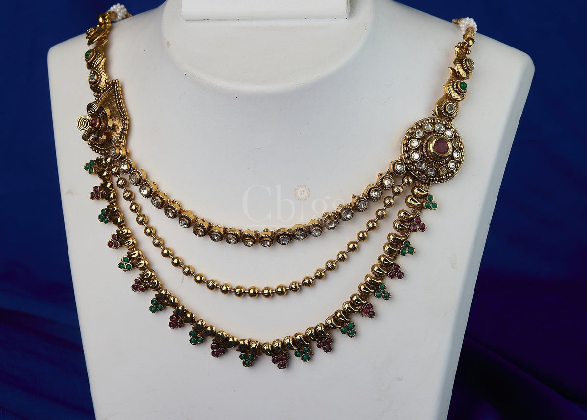 Three-Tier Antique Coin Necklace