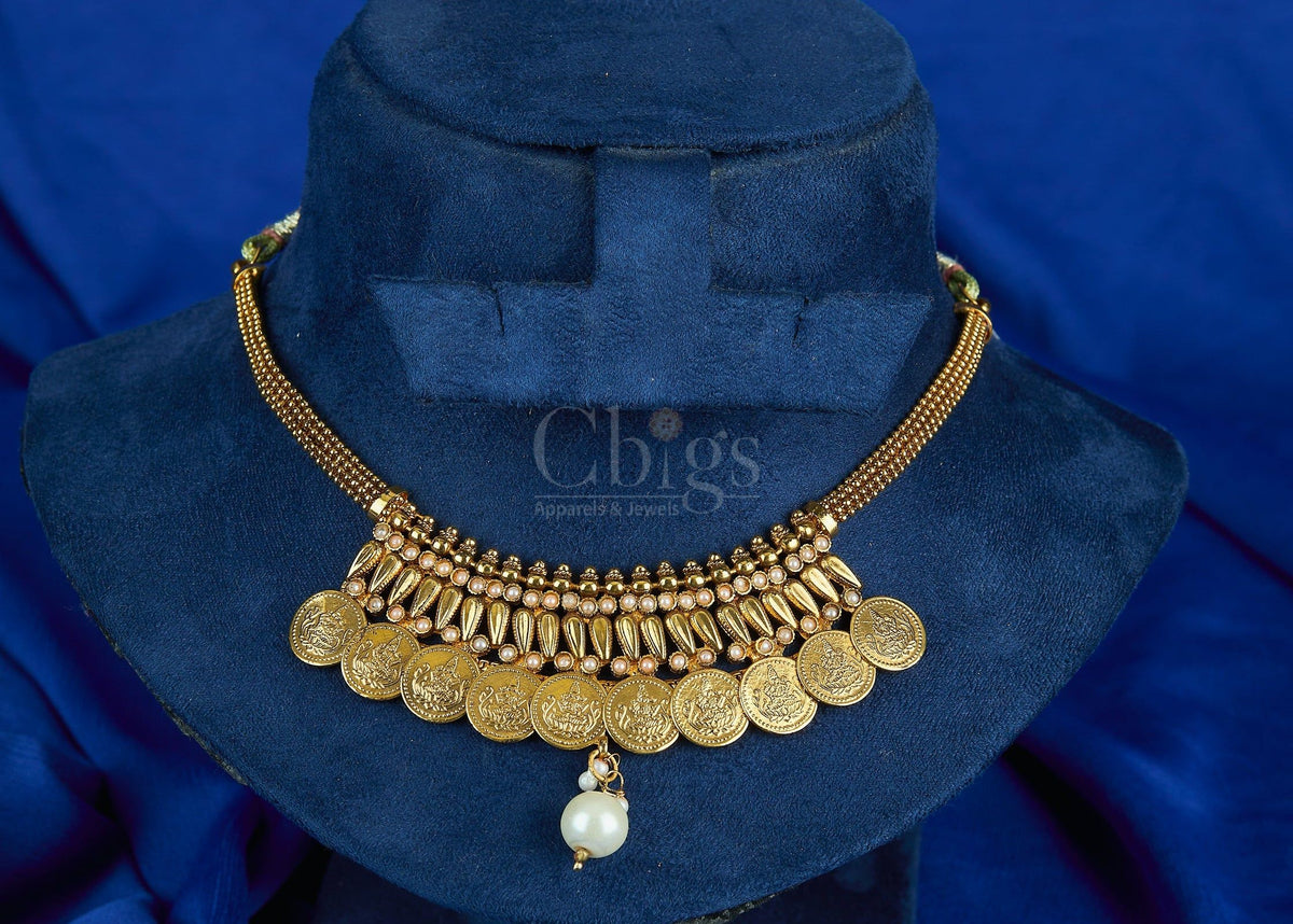 Antique Lakshmi Coin Fan Choker