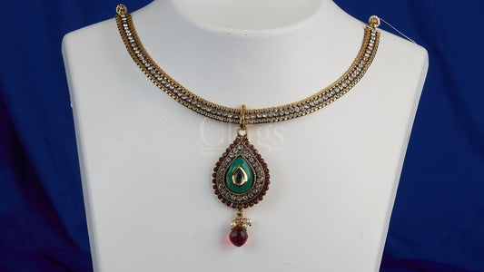 Antique Emerald Kundan Teardrop Necklace