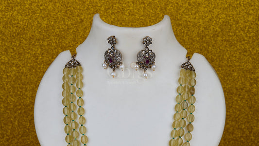 Antique Golden Citrine Multi-Strand Medallion Set