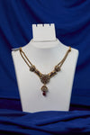 Antique Ruby Floral Jhumka Pendant Necklace