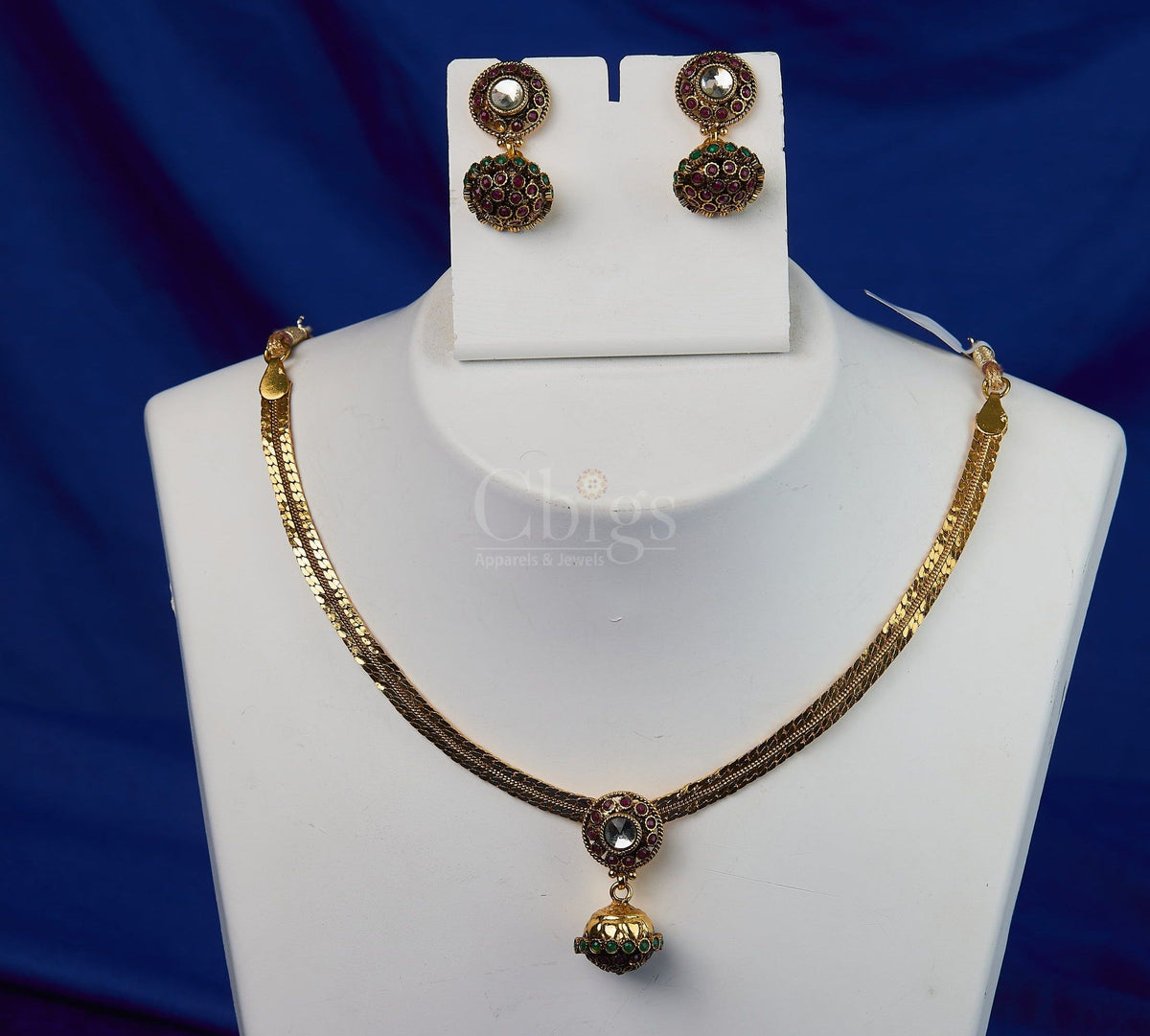 Antique Minimal Kundan Bell Pendant Necklace