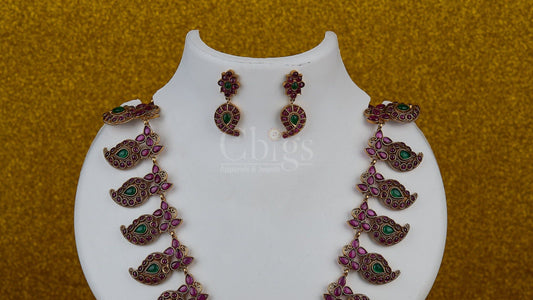 Antique Ruby Emerald Mango Cascade Haram