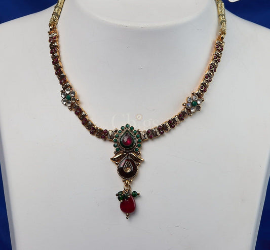 Antique Garnet Teardrop Vintage Necklace