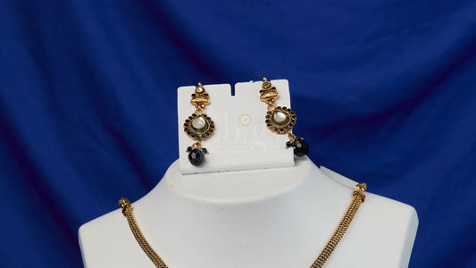 Antique Black Kundan Cascade Medallion Set