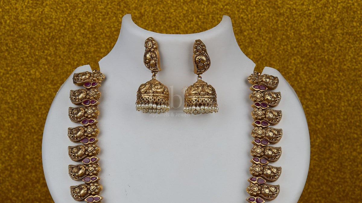 Antique Lakshmi Crest Sculpted Temple Haram