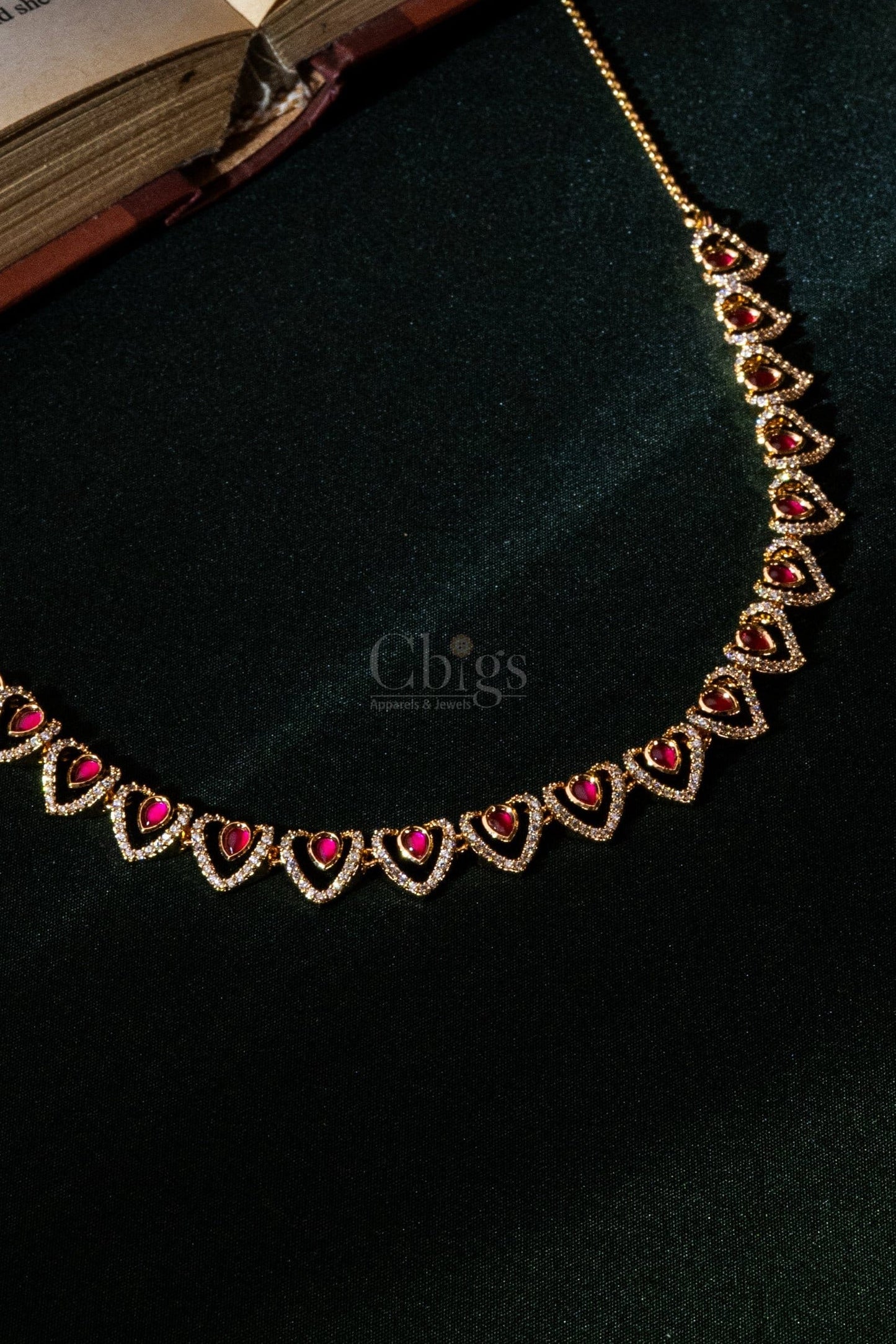 Ruby Heartline Diamond Crush Necklace Set