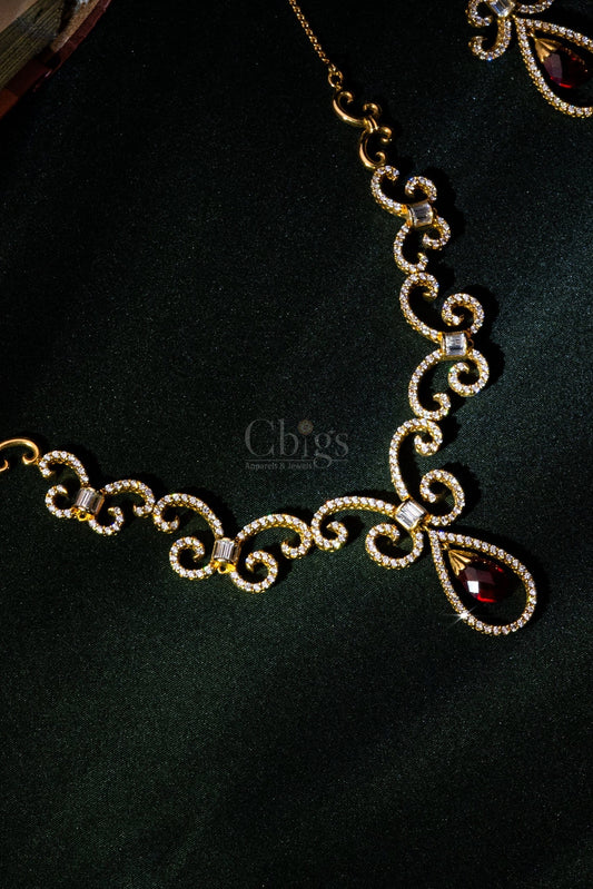 Ruby Scroll Vine Diamond Crush Necklace Set