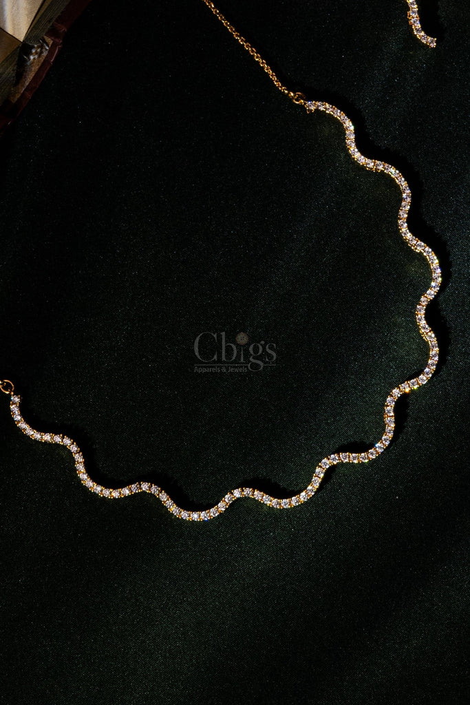 Wave Sparkle Diamond Crush Necklace Set