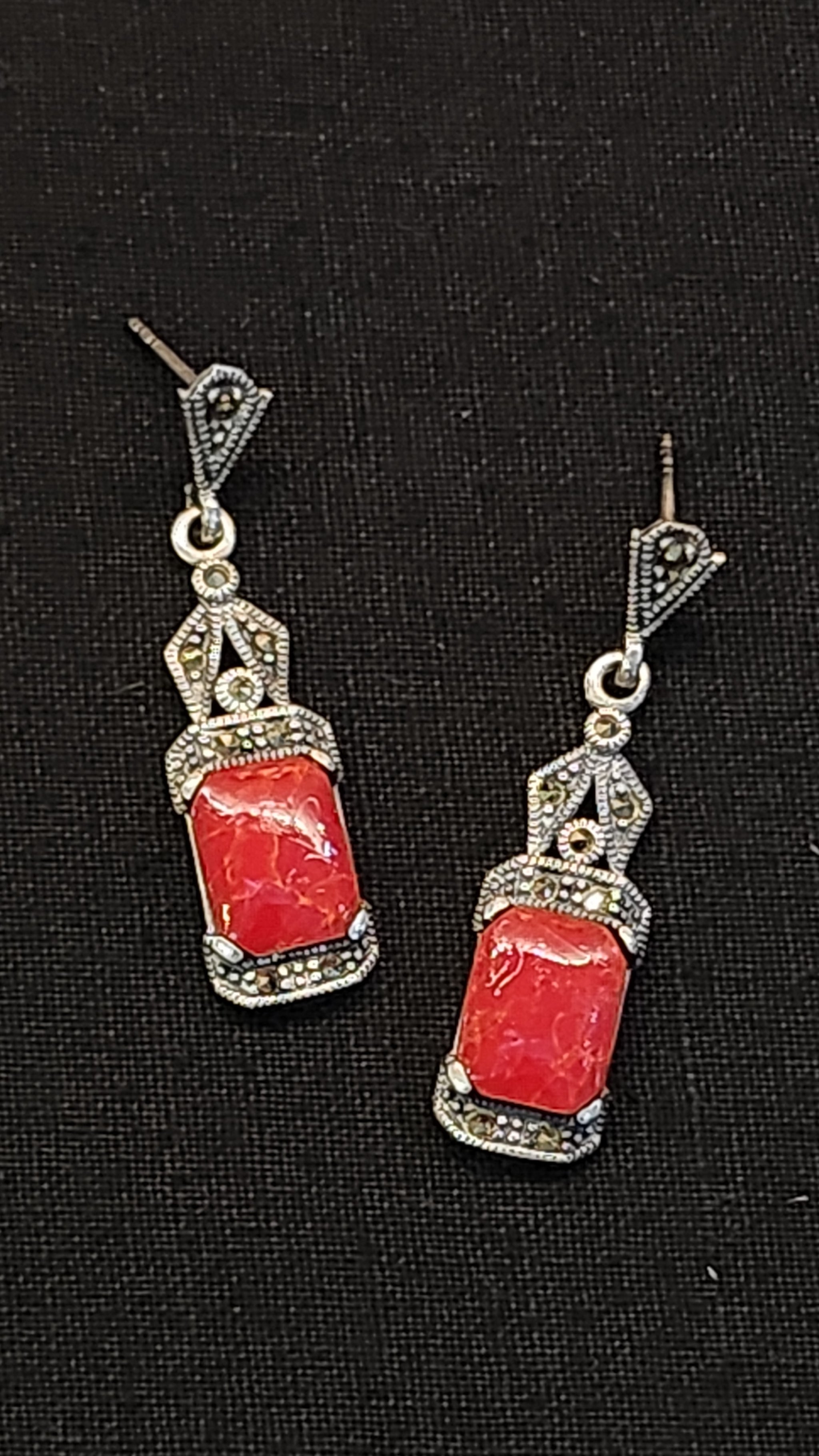 Silver and coral earrings hotsell