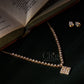 Square Drop Lariat Diamond Crush Necklace Set