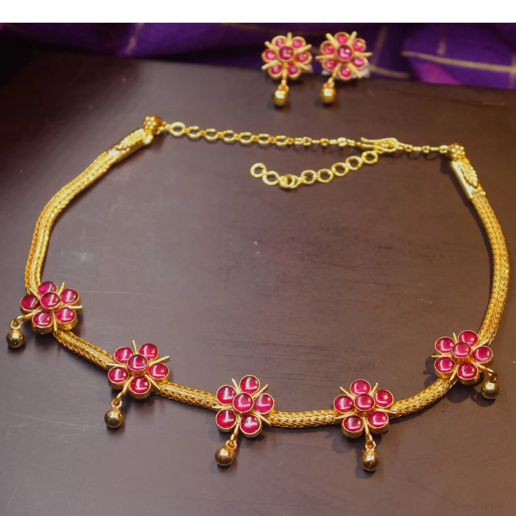 Varnika Flora Necklace –Red Edition (Necklace Only)