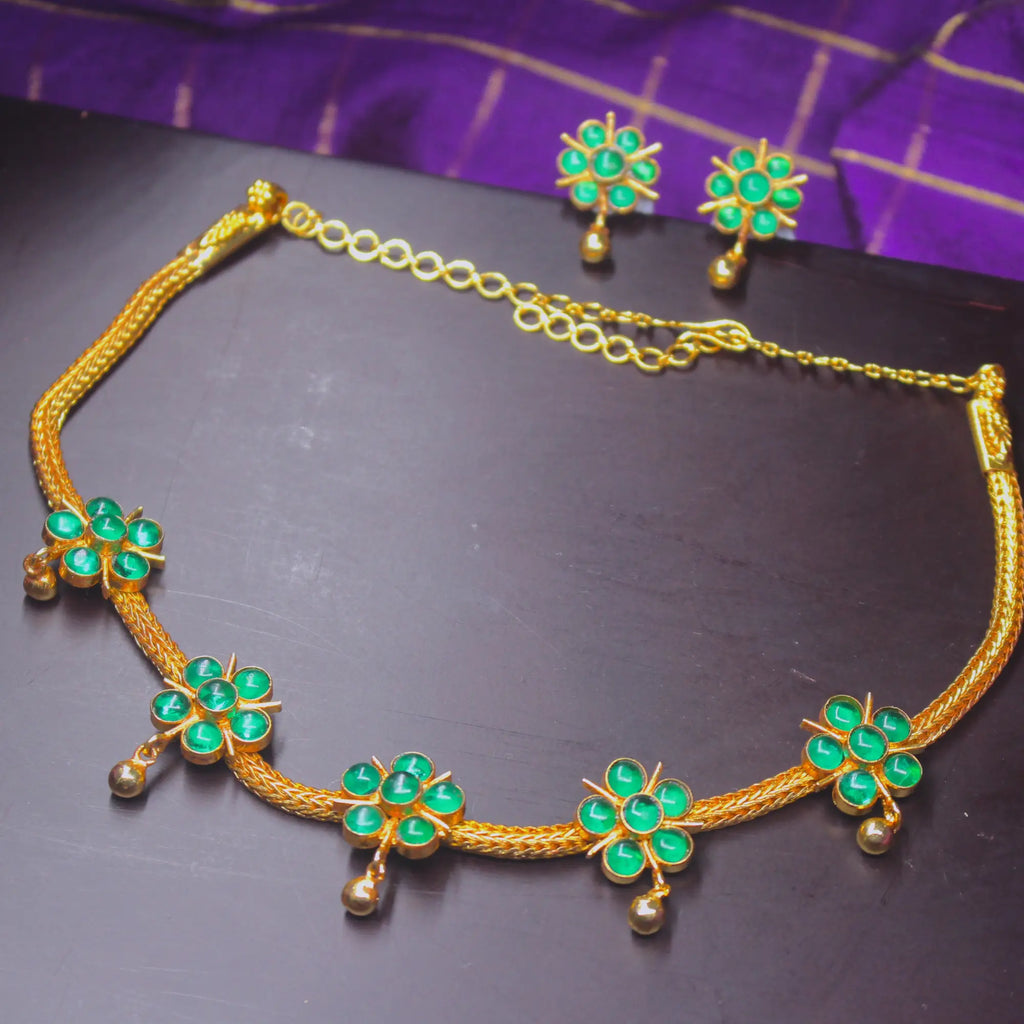 Varnika Flora Necklace –Green Edition (Necklace Only)