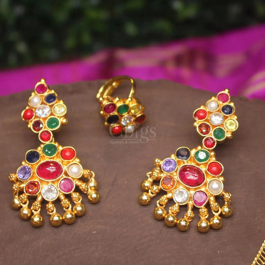 Navratna Pendant Set – Complete Heritage Ensemble ( Earring Only)