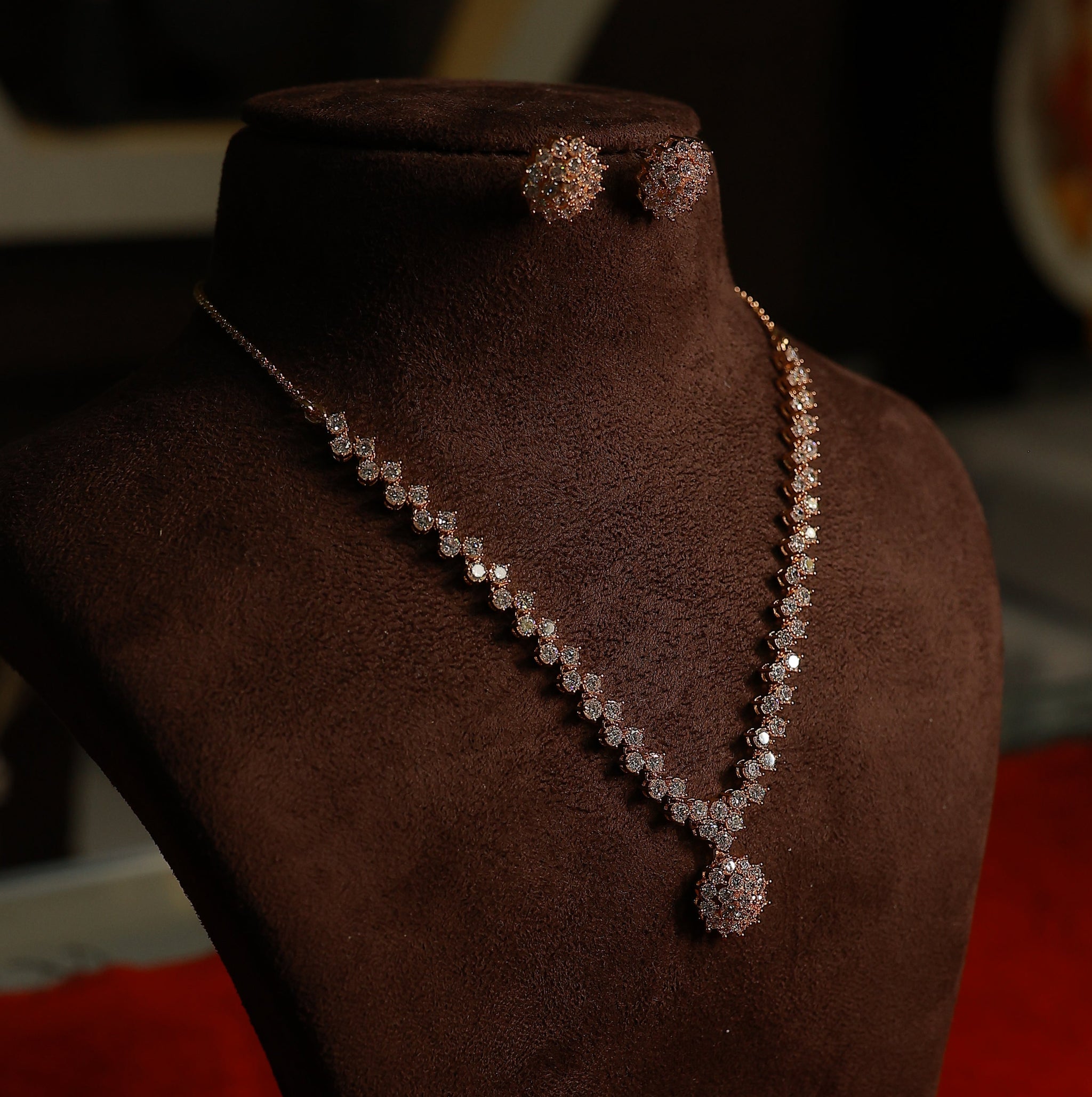 Vishaka Diamond Crush Necklace Set – Celestial Shine in a Simple