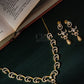 Golden Spiral Crest Diamond Crush Necklace Set - A-393