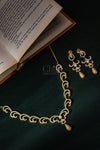 Golden Spiral Crest Diamond Crush Necklace Set - A-393