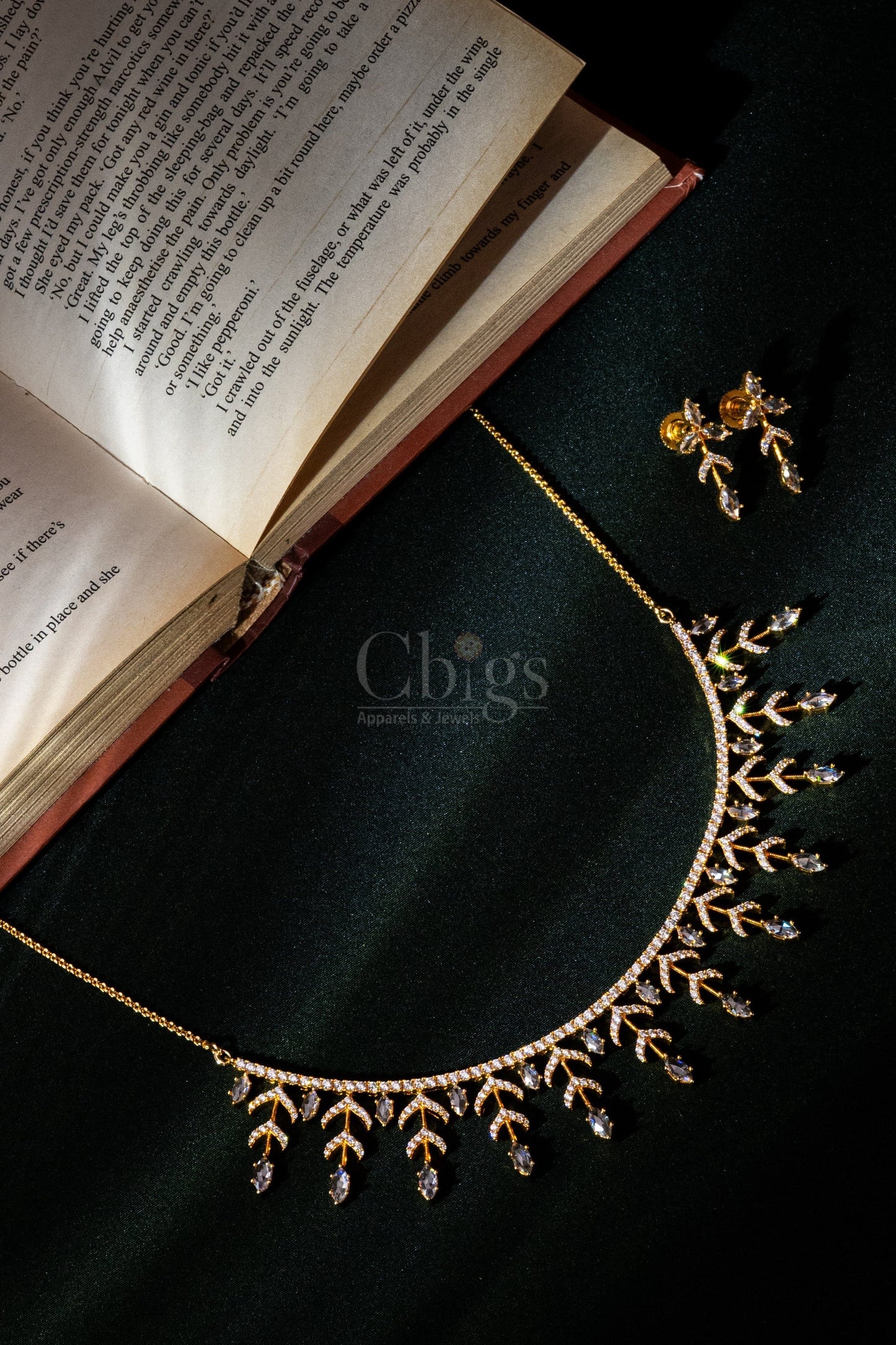 Crystal Sprig Diamond Crush Necklace Set