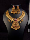 Kasu Pushpa Temple Pendant Antique Necklace Set - ATN 085