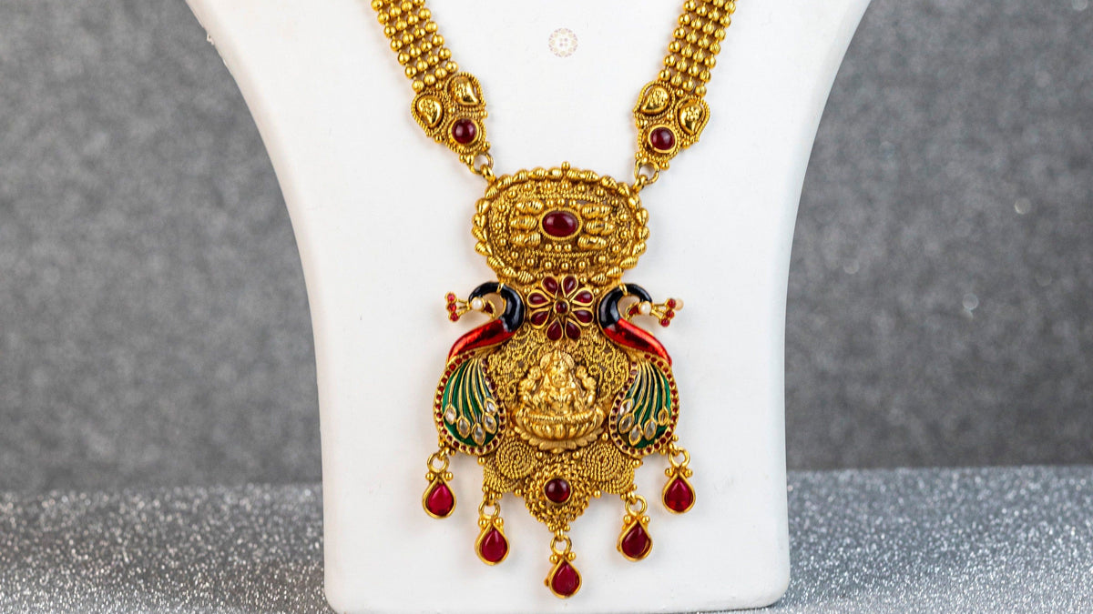 Twin Peacock Lakshmi Grand Antique Haram Set