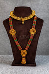 Ruby Emerald Devi Jhumka Long Antique Necklace