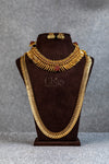 Ruby Leaf Collar And Kasu Haram Antique Combo