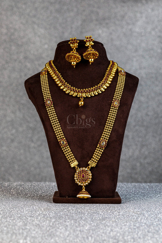 Antique Kundan Jhumka Multi Strand Layered Set