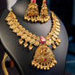 Kasu Pushpa Temple Pendant Antique Necklace Set - ATN 085