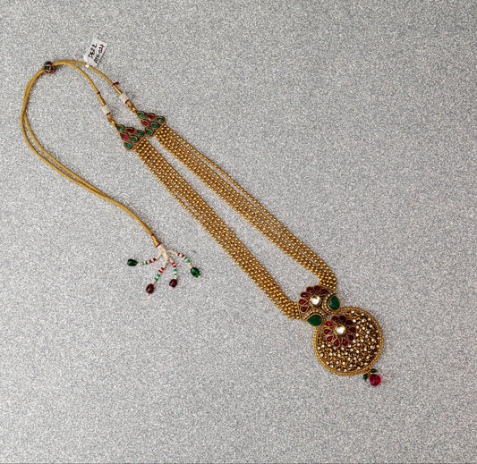 Antique Kundan Chakra Emerald Drop Haram