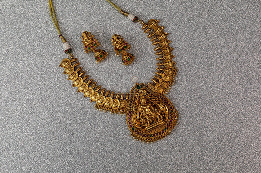 Kasu Devi Medallion Antique Necklace Set - ATN - 467