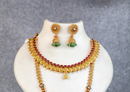 Rama Parivar Green Bead Antique Layered Set